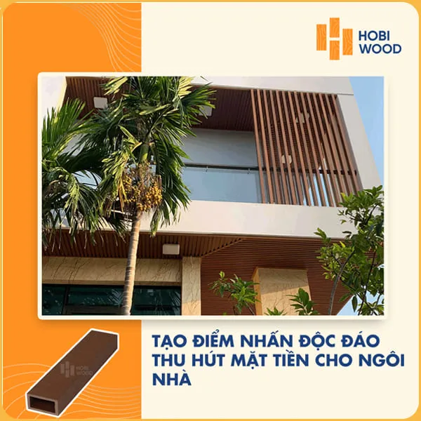 Thanh Lam Gỗ Nhựa Ngoài Trời Hobi Wood 40 x 60 Oka Brown